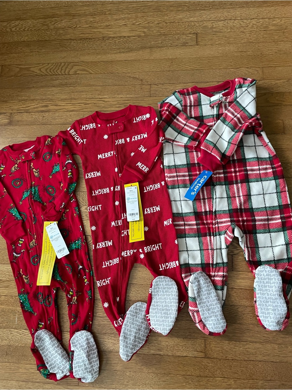 BUNDLE of 3 NWT sleepers 12 months Christmas boys girls